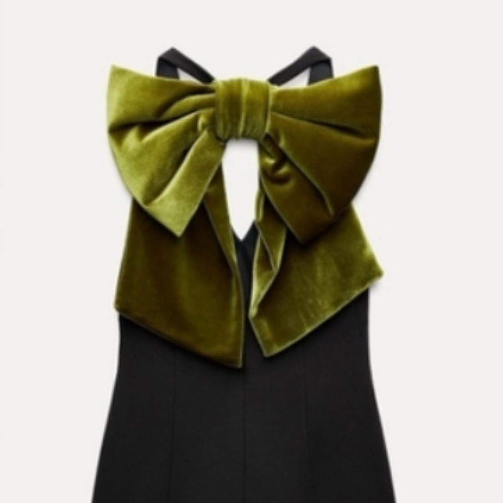 Zara Velvet Green Bow Dress XXL